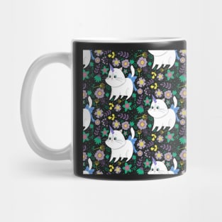 Caticorn Pattern Unicorn girl Flowers Vintage Mug